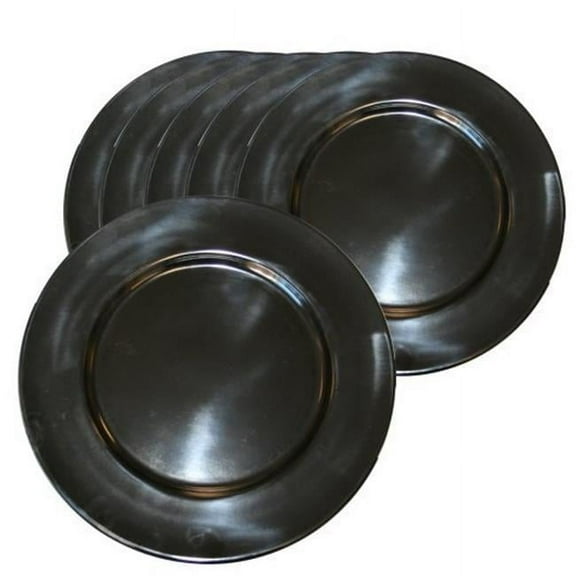 71100 6pc Melamine Dinner Plate Set  Black