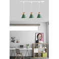 thumbnail image 4 of FSLiving H-Style Track Mount Pendant Fixture Scandinavian Style Pendant Lights for Kitchen Hanging Lamp Modern Wood and Aluminium Light Customizable,Green - 3 Lights, 4 of 6