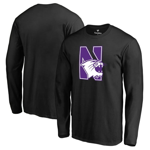 Men's Black Northwestern Wildcats Primary Logo Long Sleeve T-Shirt