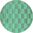 thumbnail image 1 of Ahgly Company Indoor Round Checkered Turquoise Blue Modern Area Rugs, 6' Round, 1 of 4