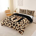 thumbnail image 2 of Castle Fairy Leopard Bow Letter M Duvet Cover Set for Girls,Abstract Vintage Bedding Full for Bedroom,3-Piece,No Comforter,Black Reversible, 2 of 5