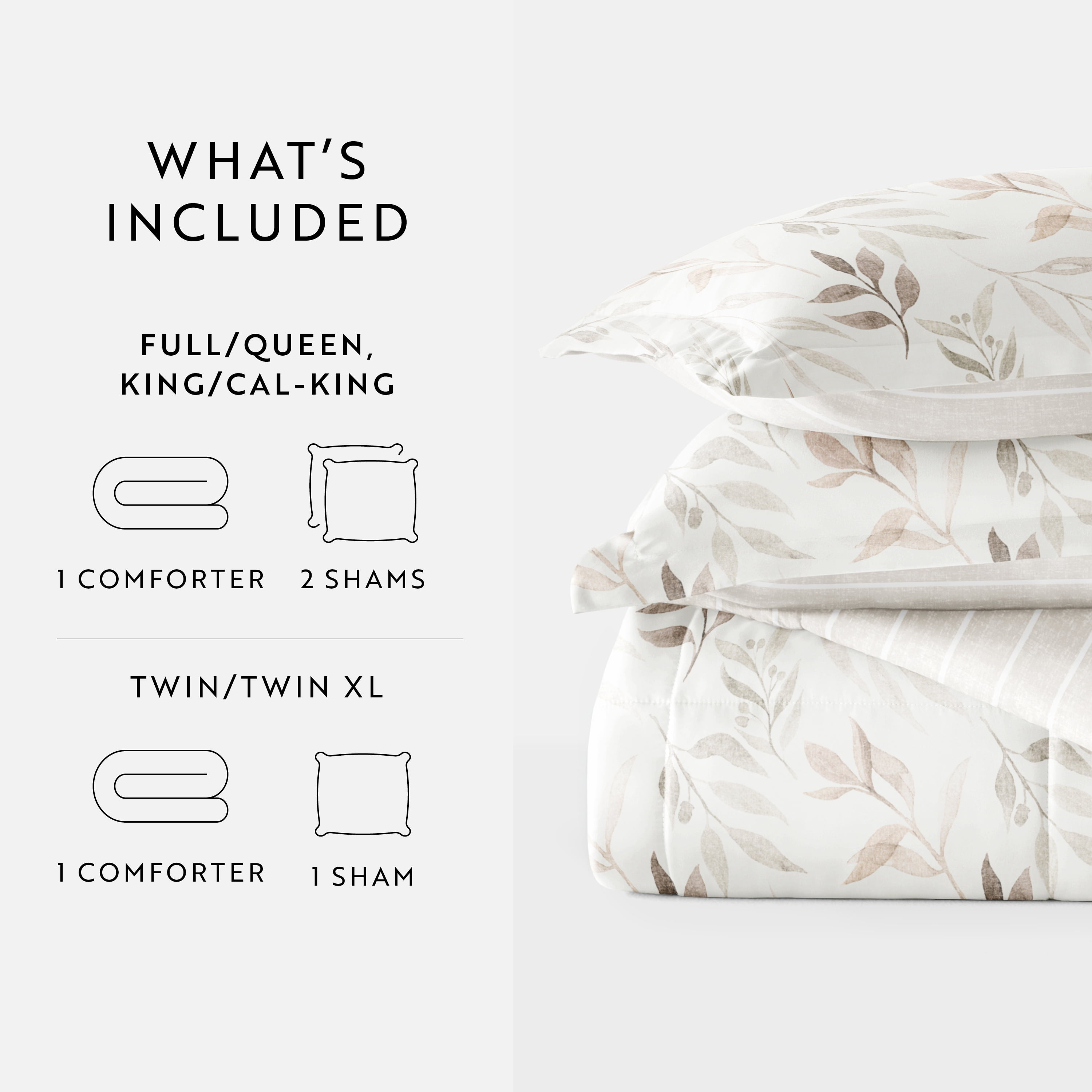 All Season Ultra Soft Comforter Set Lightweight Bedding in Foliage Stripe for King/Cal King by Comfort Canopy