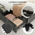 thumbnail image 5 of Senfot Full Size Bed Frame with Wingback Headboard, 4-Drawer Velvet Upholstered Platform Bed frame with Charging Station, No Box Spring Needed, Button Tufted Storage Bed, Gray, 5 of 9