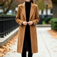 thumbnail image 4 of QIYAGBSA Trench Coat Women Soft Notched Lapel Collar Button Down Long Sleeve Fall Winter Warm Outerwear with Side Pockets Mid Calf Everyday Coverage (Coffee, 2XL), 4 of 9