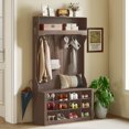 thumbnail image 2 of HOMCOM Hall Tree with Bench and Shoe Storage Cubbies for Entryway, Brown, 2 of 10