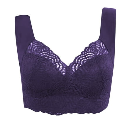 Audhol Lace Bralette Women s Wire Large Size Lace Sports Vest Bra Fat and Thin Up Type Bralettes for Women Lace Blue 2XL