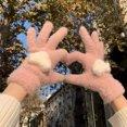 thumbnail image 2 of Guantes cálidos de felpa para mujer, manoplas suaves y esponjosas para pantalla táctil, dedos completos, guantes de nieve para niñas, 2 of 5