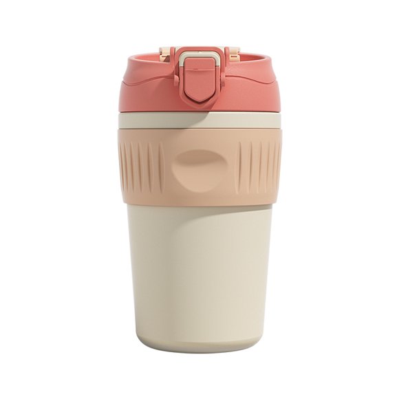 Jinsinto Stainless Steel Double Drinking Cup Portable Creative Insulation Cup Female Coffee Convenient Mug Gift Straw Student Water Cup Pink 500ml
