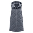 thumbnail image 5 of qelini Long Vest Coat for Women Plus Size Padded Sleeveless Hooded Tee Solid Color Stand Collar Puffer Jacket with Pockets, 5 of 9