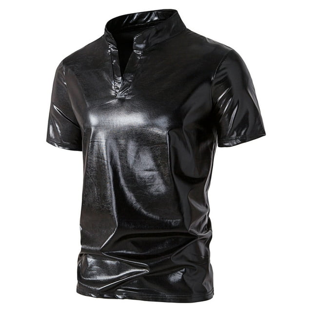 Dvkptbk T-Shirt à Manches Courtes Ajusté pour Hommes, Col Montant, en Liquidation