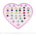 thumbnail image 3 of ZECAT 36 pcs Little Girl Adjustable Rhinestone Gem Rings in Box, Children Kids Jewelry Rings Set with Heart Shape Display Case, Girl Pretend Play and Dress up Rings for Kids, 3 of 7