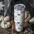 thumbnail image 2 of 40oz Halloween Tumbler with Lid & Straw - Vacuum Insulated Leak Proof Stainless Steel Cup, Cute Spooky Ghost Reading Design, Gift for Book Lovers Women & Girls, 2 of 6