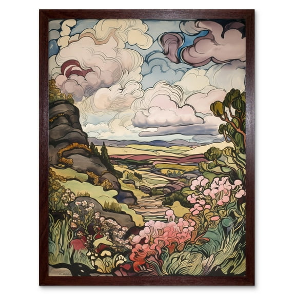 A Wild Scottish Landscape on a Cloudy Day Art Print Framed Poster Wall Decor 12x16 inch