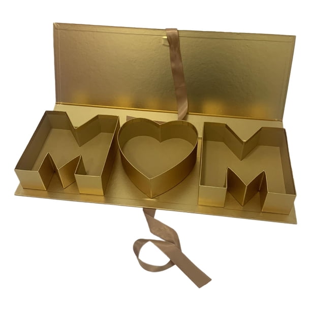 Caja de flores vacía con forma de letra para mamá, caja de regalo rellenable, arreglo floral de moda para el día de la madre para San Valentín, decora Oro