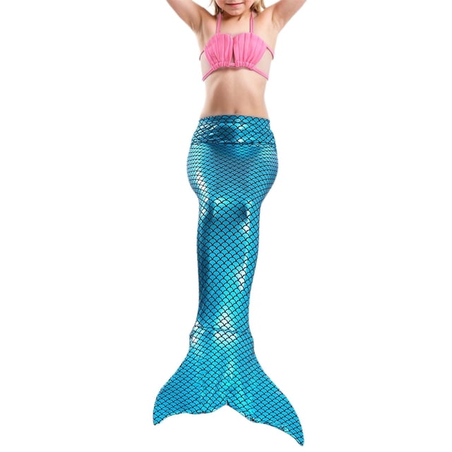 Toimothcn Maillot de Bain pour Filles Sans Manches Décontracté Imprimés Écailles de Poisson Colorés Ensemble Bikini 3 Pcs Séchage Rapide Couverture Maillot de Bain Adapté pour Plage Bord de Mer