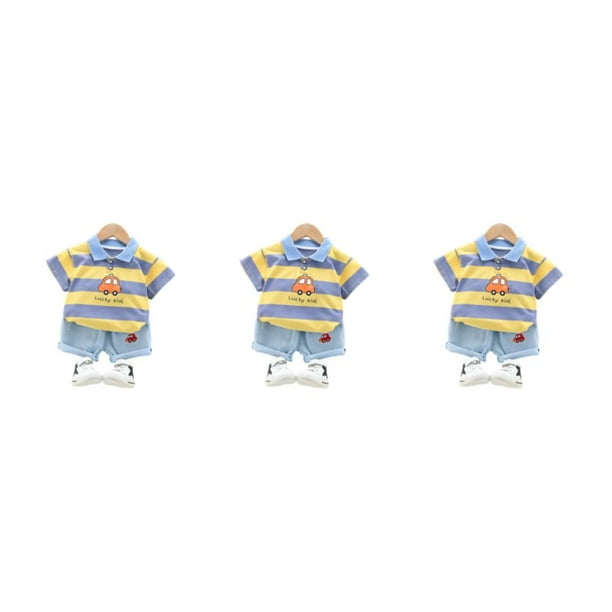 Sonducket Lindo estilo casual niños patrón de rayas camisa pantalón conjunto senderismo fiesta niños niñas tops pantalones cortos kit ropa Type1 NO1