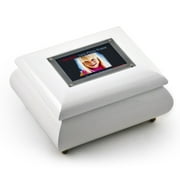 3" X 2" Wallet Size White Lacquer Photo Frame Music Box With New Pop-Out Lens System - Under the Sea (The Little Mermaid)