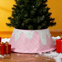 Christmas Tree Collar 21.65" Diameter Fabric Stand Band for Artificial & Natural TreesTree Skirt AlternativeCollapsible for Holiday Christmas Indoor Home Decor,Pink