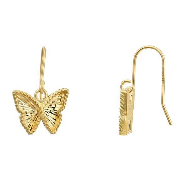 Brilliance Fine Jewelry Adult Female 10KT Yellow Gold Butterfly Fish Hook Earrings