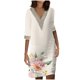 thumbnail image 1 of Gibobby Vestido casual de punto para mujer Vestido casual de manga media con cuello en V floral para mujer(Rosa,G), 1 of 3