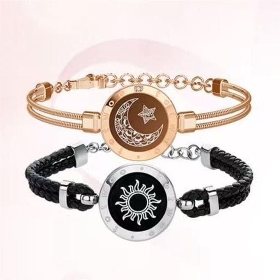 TOTWOO Long Distance Touch Bracelets for Couples, Vibration & Light up Bluetooth Pairing Jewelry Gifts for Girlfriend