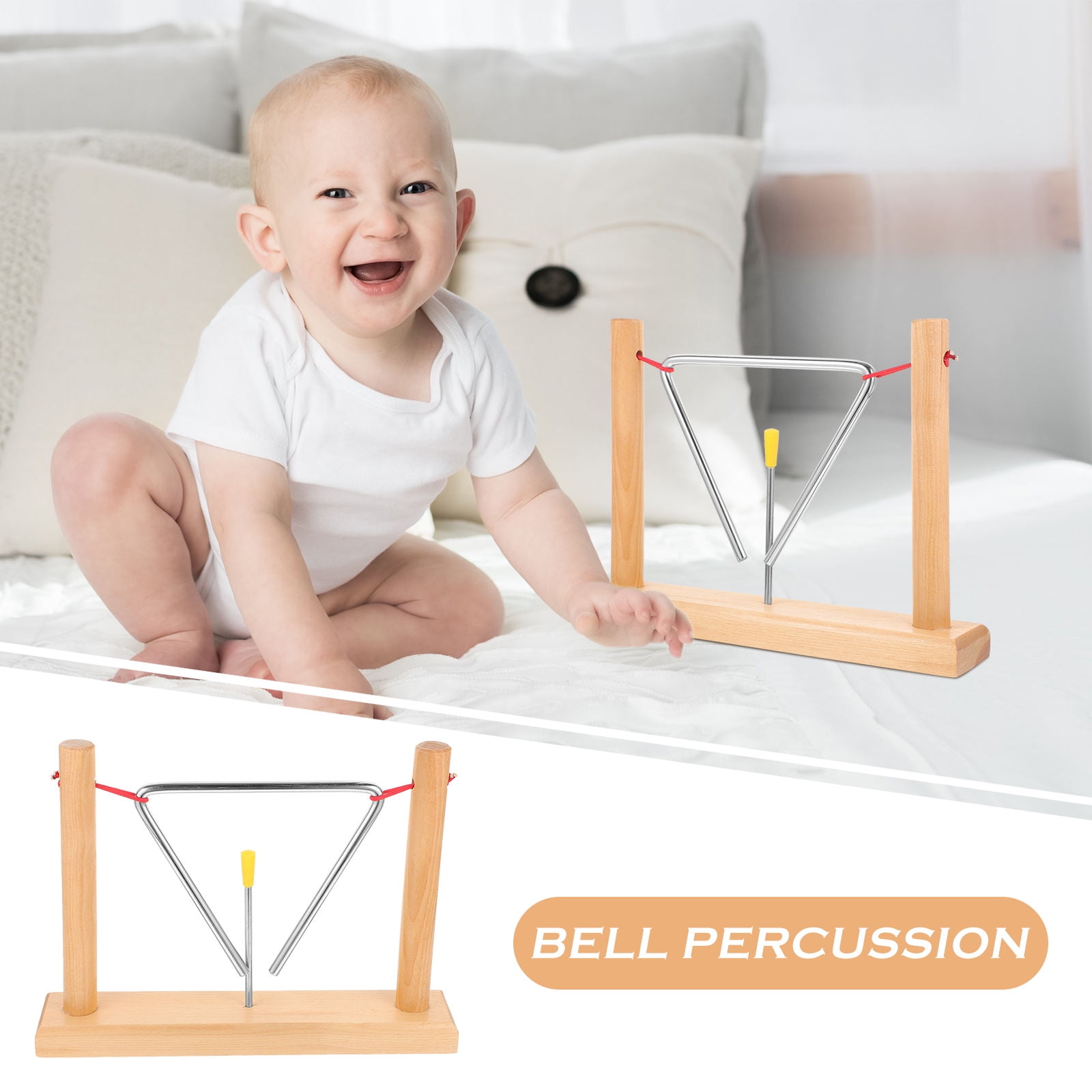 FRCOLOR 2 Sets Instruments Triangle Percussion Tools Child 27.50X20.50X5.00CM