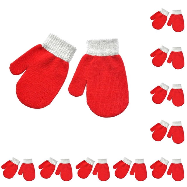 Sonducket 1 par de manoplas para niños, manoplas para niños pequeños para exteriores, rojo brillante Rojo brillante 10Conjunto
