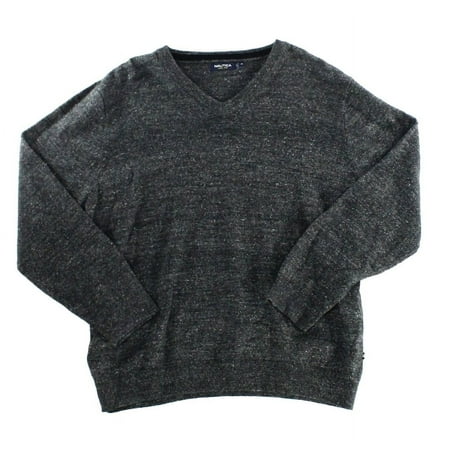 Nautica NEW Charcoal Gray Mens Size Small S V-Neck Marl Knit Sweater