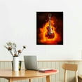 thumbnail image 2 of Nawypu  - Canvas Prints Fire Burning Eletric Guitar Wall Art Painting Modern Musical Instruments Poster Framed for Living Room Decoration Ready to Hang 16x20 inch, 2 of 4