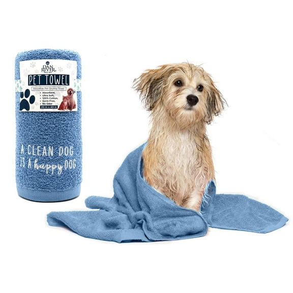 Dan River Dog Towel pack of 1 Soft Absorbent and Fast Drying Cotton Pet Towel - Riviera, 20x40 in