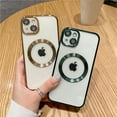 thumbnail image 4 of Compatible with iPhone 14 Plus Magnetic Clear Case,Luxury Plating Bling Transparent Shockproof MagSafe Case with Full Camera Lens Protector for iPhone 14 Plus Women Girl Men-Elegant Green, 4 of 13