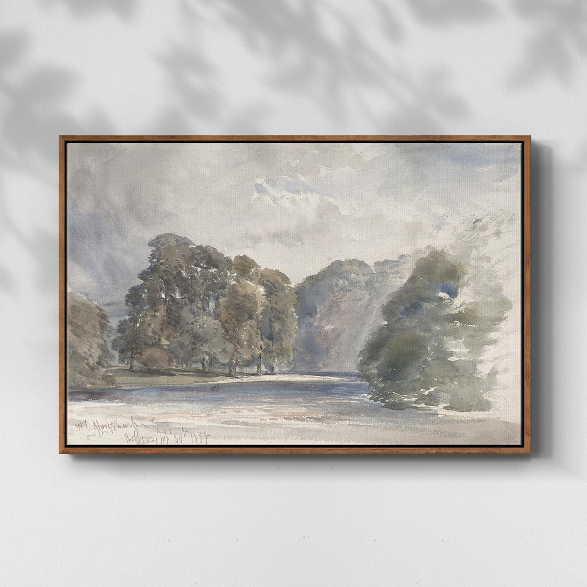 Vintage Landscape-CCCLIII By Wexford Home Framed in Walnut Wood Gallery Wrapped Canvas 27 in. x 41 in.
