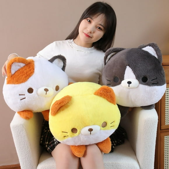 Lubelski Cat Head Pillow PP Cotton Filling Lovely Kitten Doll Soft Sofa Pillow Companion Plushie Stuffed Animal Doll Toy Home Bedroom Decor Birthday Gift