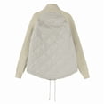 thumbnail image 5 of Winter Women Warm Knit Patchwork Puffy Jacket Casual Stand Neck Long Sleeve Jackets with Zipper Khaki M, 5 of 7
