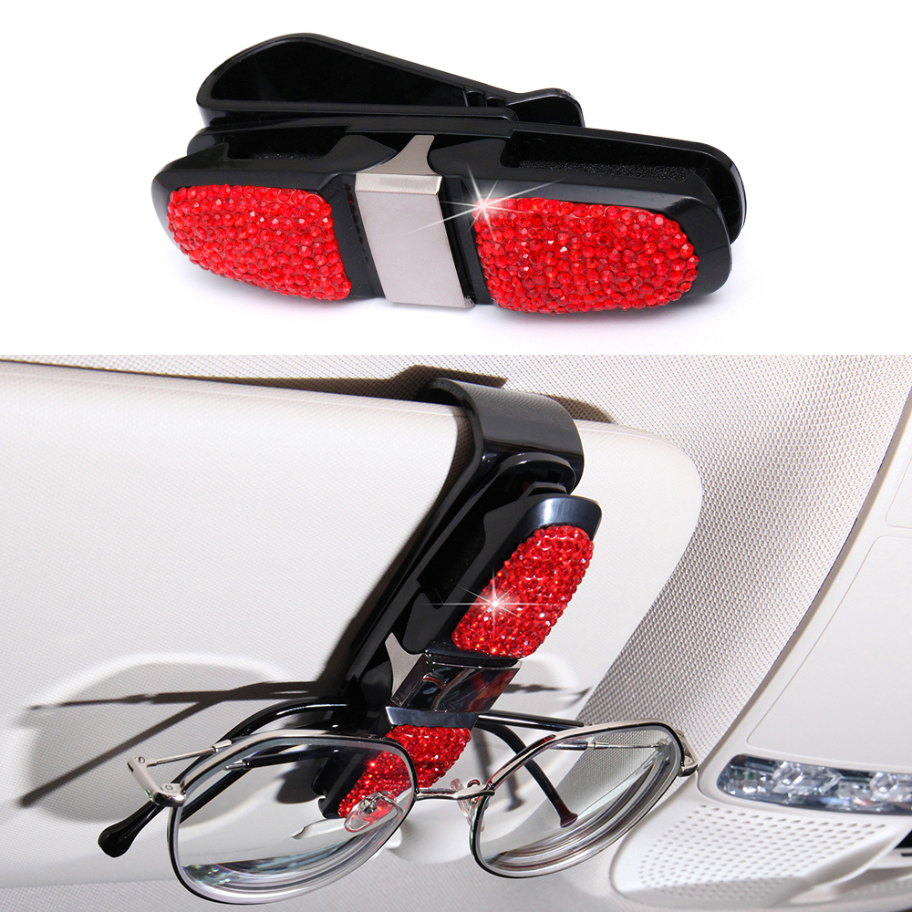 Bling Sunglasses Holder Clip Diamond Rhinestone Shining 180 Degree