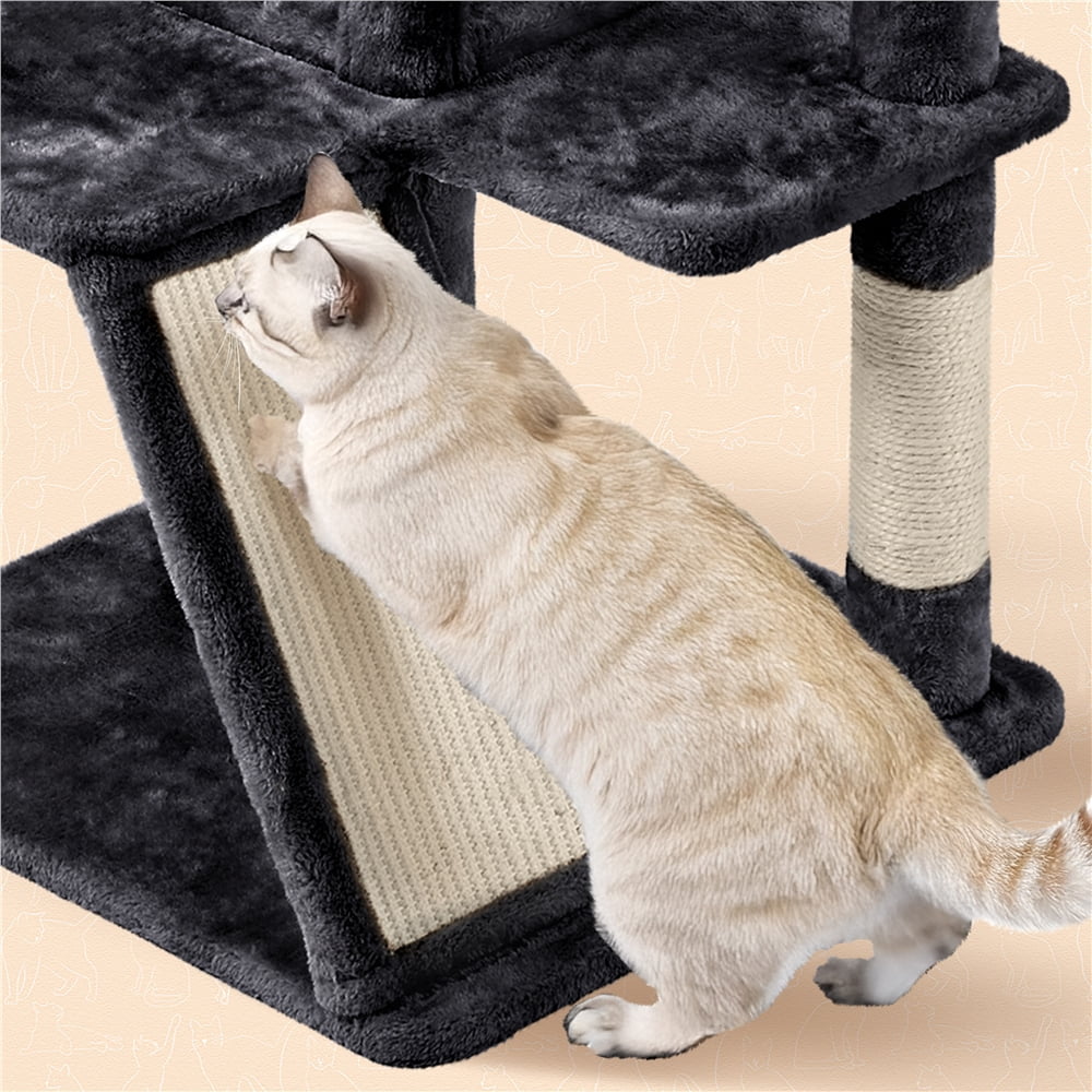 Yaheetech 57.5" Cat Tree Tower Cat Tree with 2 Condos, Scratching Posts, Ramp,Black