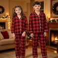 thumbnail image 2 of KPOPLK Family Christmas Pajamas Matching Sets Lightweight Long Sleeve Button down Shirt and Pants Pjs Jammies 2 Piece(3-4 Years,Red), 2 of 4