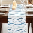 thumbnail image 3 of Table Runners 72 Inches Long Dress Scarves, Blue Stripes Farmhouse Kitchen/Dining Table Runner, Coffee Tablerunners, Modern Gradient Abstract Ocean Waves Lines 16x72 Inch, 3 of 9