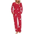thumbnail image 2 of Tnhcen Holiday-Themed Pajamas Set 2-Piece Women’s Christmas Pjs Long Sleeves Crew Neck Top Pants Soft Nightwear Lounge Homewear S-3XL, 2 of 6