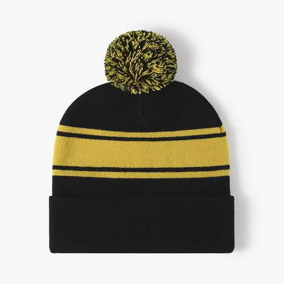Knit Beanie with Pom - Block Stripes Collection