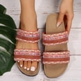 thumbnail image 4 of Modisza Summer Flat Sandals for Women Knitted Strap Comfortable Walking Slides Cork Footbed Beach Vacation Slippers Shoes Orange size 9.5, 4 of 7