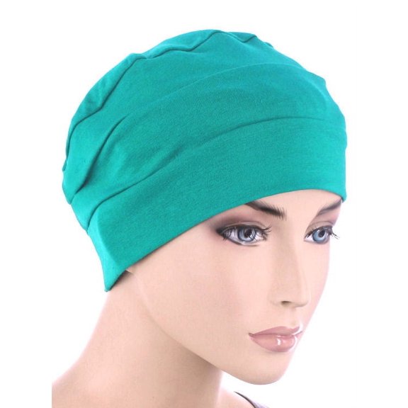 3-Seam Chemo Cloche Cap in Turquoise Green