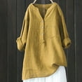 thumbnail image 2 of CHICLOOM Summer Tops for Women Long Sleeve Solid Color Stand Up Collar Cotton Women Blouses, 2 of 2