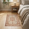 thumbnail image 3 of ODIKA 2'x3' Washable Throw Rug Non-Slip, Low Profile, Flatwoven, Easy Care Door Boho Vintage Scroll Border Motif Distressed Lattice Southwestern for Hallway, Study Room, 3 of 7
