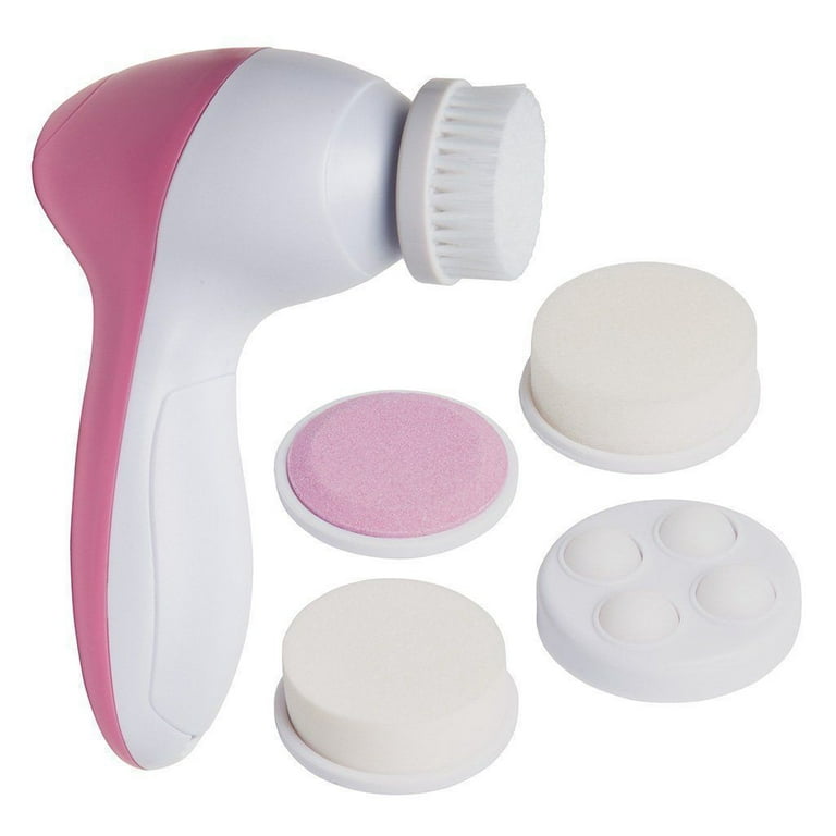 Simyoung Beauty Care Massager 5 In 1 Portable Multi Function Skin Care Electric Facial Massager for Cleansing Exfoliating and Massaging Pink