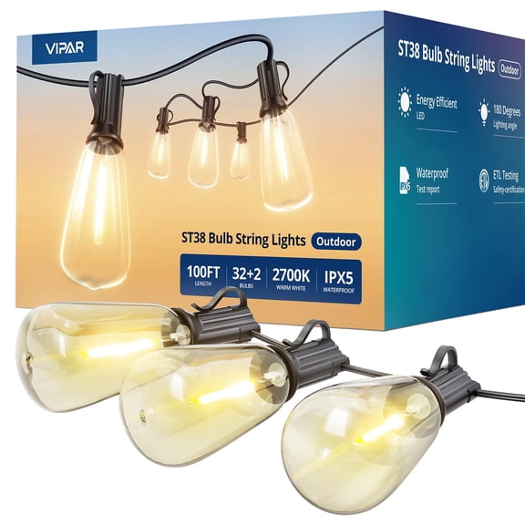 Luces Colgantes para Exterior VIPAR LED 30 metros con 32 Bombillas Edison