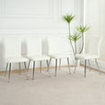 thumbnail image 2 of Modern White PU Dining Chairs with Cloth Upholstery & Electroplated Metal Legs – Multi-Purpose Home Furniture Set of 4 (Living Room, Dining Room, Kitchen & Bedroom), 2 of 9