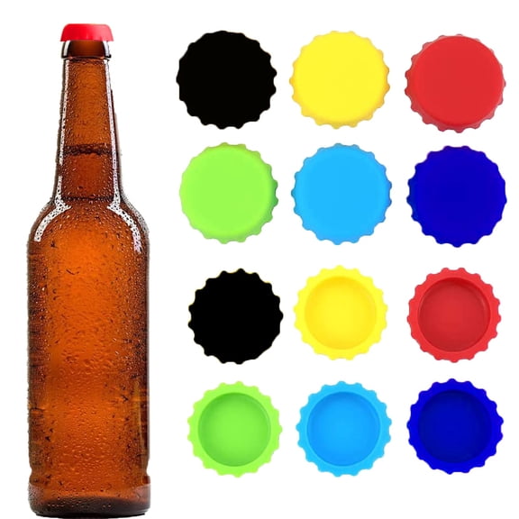Reusable Silicone Bottle Caps 6 Pack, Universal Beer Soda Beverage Stopper Sealer Covers, BPA-Free Dishwasher Safe Kitchen Gadgets for Homebrew Drinks to Prevent Spillage