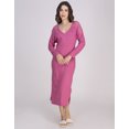 thumbnail image 2 of Moomaya Women's Long Nightdress - Elegant V-Neck Maxi Nightgown With Lace Detailing & Side Slit, 2 of 8