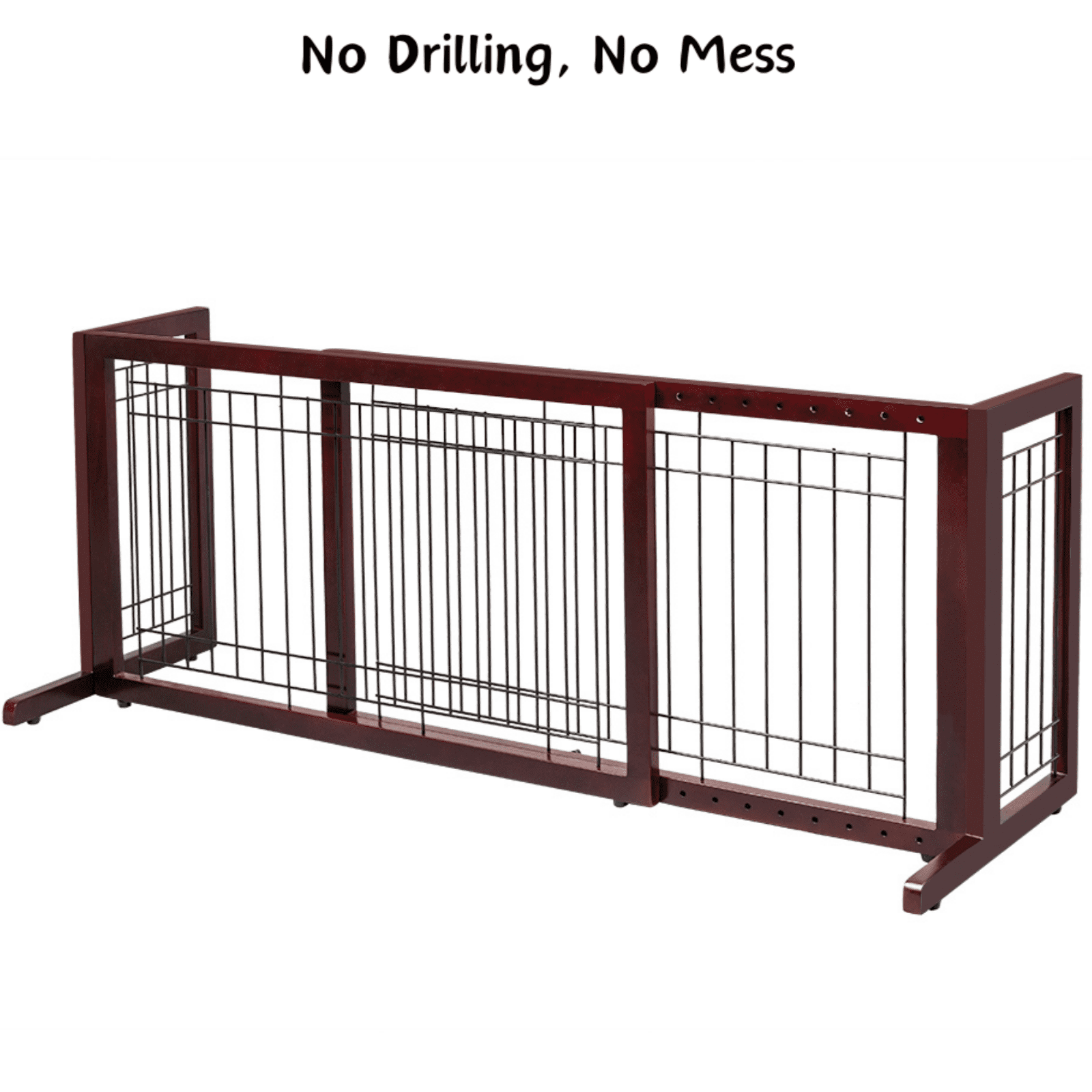 UBesGoo Folding Adjustable Freestanding 2 Panel Wood Dog Slide Gate Baby Safety Fence, no Drilling no Damage